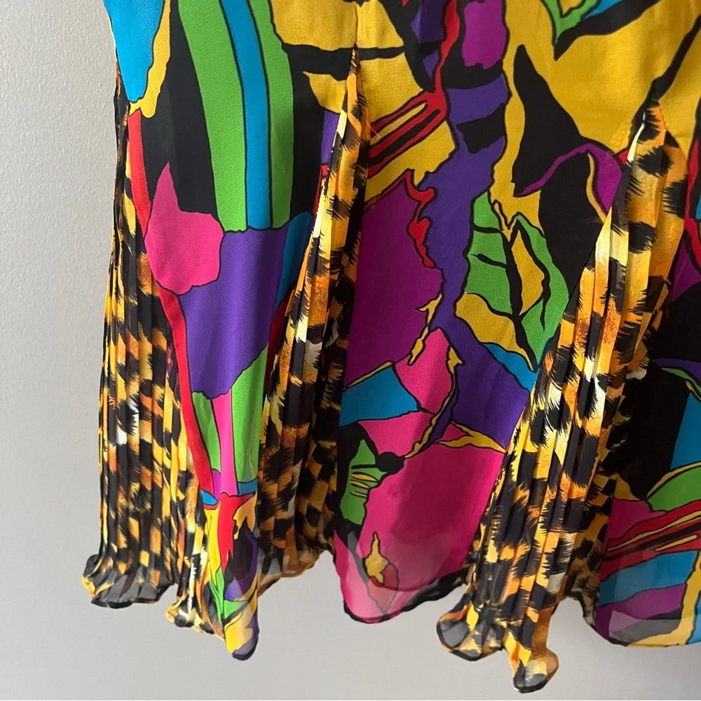 Vintage 1980s Diane Freis Dress Sheer Chiffon Abstract Animal Print Maximalist - Picture 5 of 10